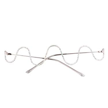 Imagem de Armação de óculos com armação de e meia armação sem lentes para óculos, óculos de moda brilhante para mulheres