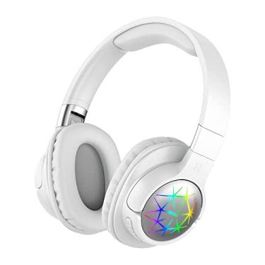 Imagem de SZAMBIT Fones de ouvido sem fio Bluetooth Headset Gamer Luz RGB Cancelamento de ruído Fone de ouvido para jogos com microfone para telefone PC (Branco,Estilo 2)