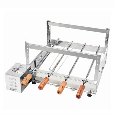 Imagem de Churrasqueira Elétrica Giratória 4 Espetos Aço Inox Regulável Rotativa Bivolt Gira Bem Arke