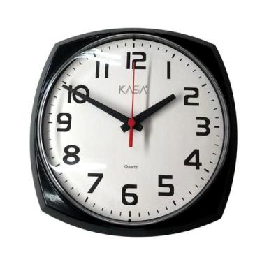 Imagem de Relógio De Parede Plástico 25cm Vintage Quadrante Aro Preto - Jlk Plás