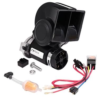 Imagem de Buzina de trem para caminhão Farbin, 12 V, 150 dB, buzina de ar tipo caracol superalta com compressor de ar para caminhão, carro, barco, van, caminhonete, SUV, motorhome, moto e off-road