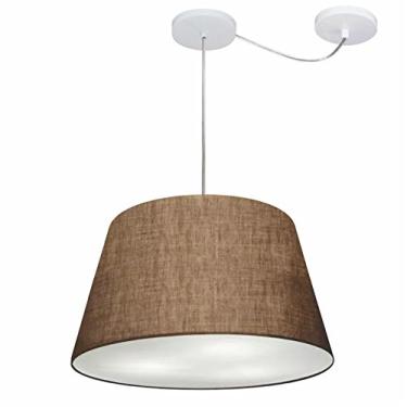 Imagem de Lustre Pendente com Desvio de Centro Cúpula Tecido 21/30x40 cm, Vivare Iluminação, Pendente4279 LC, Café, Médio