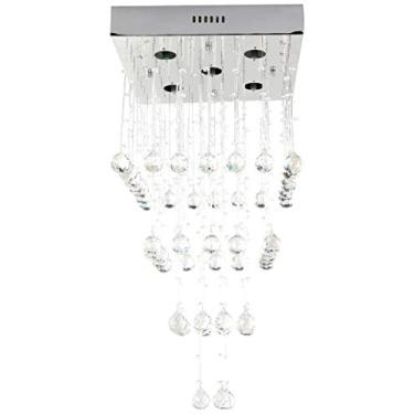 Imagem de Lustre Pendente Diamante Cascata Quadrado 4001/400 * 400 * 800 Diamante Decor Bivoltv Transparente