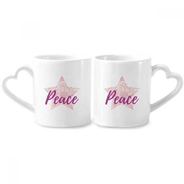 Imagem de Conjunto de canecas de porcelana para casal com tinta de flor em pó de desenho e alça de coração