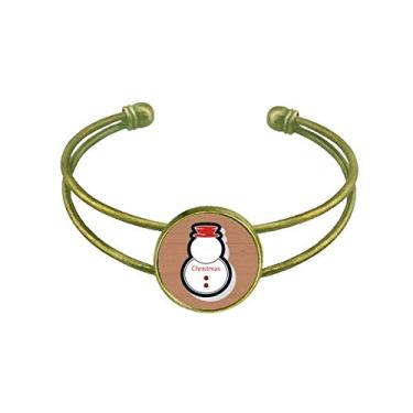Imagem de Bracelete retrô de Natal com ícone de boneco de neve e joias de punho aberto