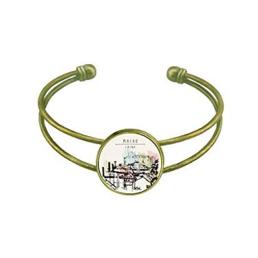 Imagem de Bracelete retrô com slogan de arranha-céus em Macau com pulseira chinesa