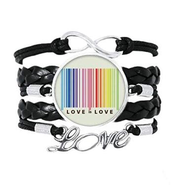 Imagem de OFFbb-USA Bracelete colorido arco-íris de consulta igual, acessório de amor de couro torcido corda de tricô presente