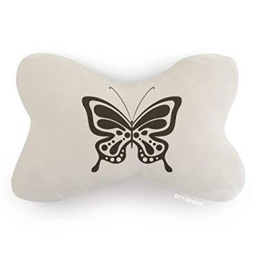 Imagem de DIYthinker Almofada para decoração de pescoço com estampa de borboleta preta de desenho simples