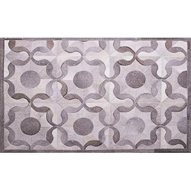 Imagem de Tapete em Couro, Desenho Geométrico, Tapecouro, Cinza Nelore