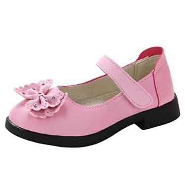 Imagem de Sandálias infantis de salto Shunky Flower Sandals Fashion Princess Shoes Performance Sandals Sapatos Infantis Sandálias Infantis Meninas (Rosa, 1,5 Crianças Grandes)