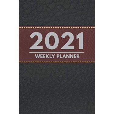 Imagem de 2021 Weekly Planner: Weekly Monthly Planner Calendar Appointment Book For 2021 6" x 9" - Black Red Fake Vegan Leather Cruelty-Free Edition