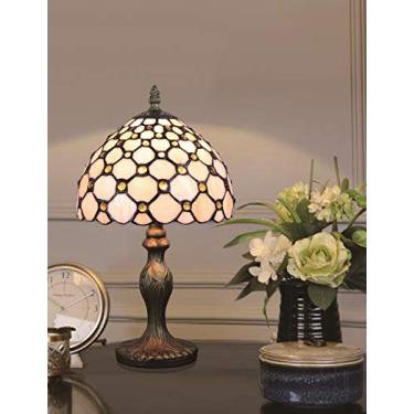 Imagem de Luminária de mesa de vitral retro europeu de 8 polegadas série pérola branca abajur de cabeceira abajur de mesa small gift