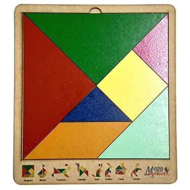 Imagem de Brinquedo Educativo Tabuleiro 20x18 Tangram Madeira Cru - Mega Impress