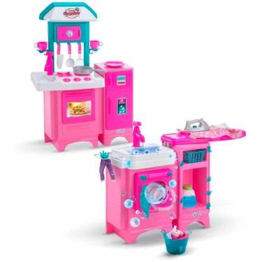 Imagem de Kit Cozinha Infantil Completa E Lavanderia Lava E Passa - Magic Toys