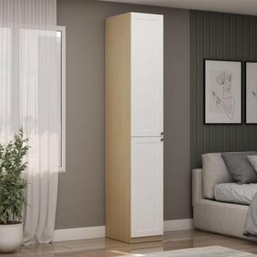 Imagem de Guarda Roupa Modulado 2 Portas Provençais com Prateleiras 100% Mdf Infinity Savana/branco