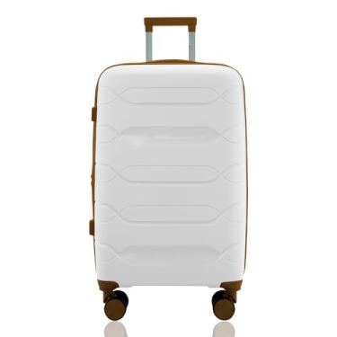 Imagem de Mala de Viagem Média 23kg Despachada Expansiva Rígida Polipropileno Rodas Duplas 360º Cadeado TSA Gladiador P1M Branco