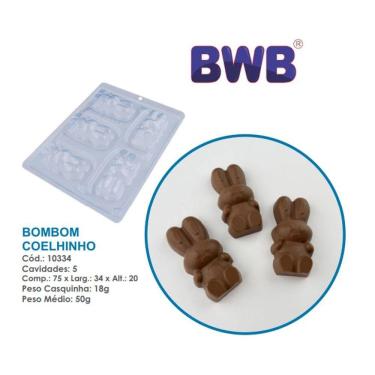 Imagem de Forma Coelhinho 50g Especial c/ silicone 3 partes pascoa bwb 10334 Chocolate