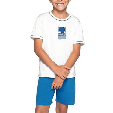 Imagem de Conjunto Pijama Camiseta e Shorts Dinossauro Confortável Hipoalergênico Lupo Meninos, Branco, 8