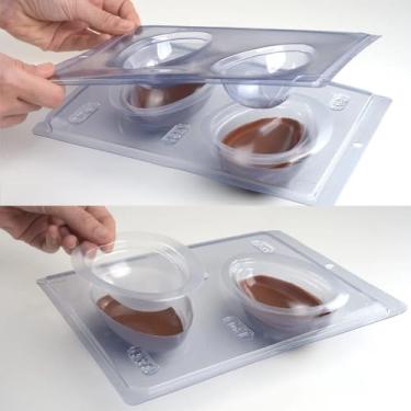 Imagem de Forma com Silicone 3 partes para Chocolate Ovo de Páscoa 500 gramas - Forma para chocolate - Forma ovo de Páscoa - Forma de