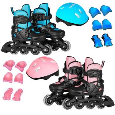 Imagem de Patins Roller Infantil Ajustável Com Kit Proteção Completo - Just Fun