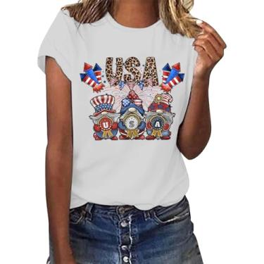 Imagem de 4th of July Shirts Women 2024 Patriotic Tops Summer Causal Soft Camiseta Independence Day Festival Going Out Blusas, Branco, GG