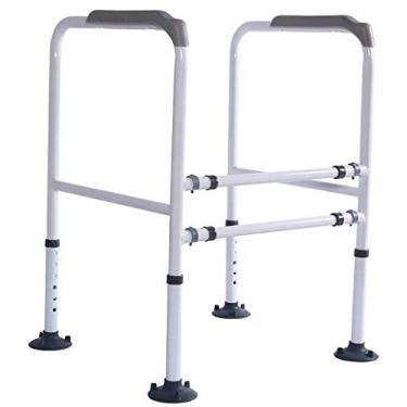 Imagem de rte de trilho para vaso sanitário de segurança, apoio de braço para vaso sanitário, altura e largura ajustáveis, com 4 ventosas grandes, para idosos deficientes, branco, 65X83X53cm (branco 65X83X53cm)