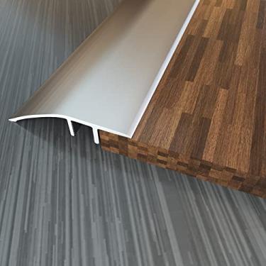 Imagem de Tira de soleira de transição de piso de alumínio, redutor de porta/carpete/azulejo/limiar, acabamento da borda da porta para tapete laminado carpete e azulejo de vinil (prata, 90 cm)