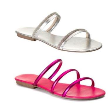 Imagem de Sandalia Feminino De Tiras + Rasterinha Brilhante Leve-Feminino