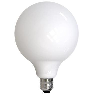 Imagem de Bulbrite Lâmpada de LED G40 globo de acabamento leitoso regulável de 8,5 watts com base média (E26), luz branca quente de 2700K, 800 lúmens