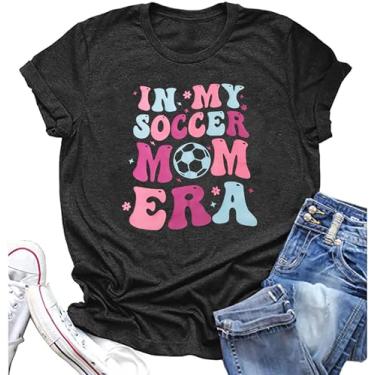 Imagem de Camiseta Soccer Mom Women in My Soccer Mom Era, futebol, beisebol, mamãe, manga curta, casual, verão, férias, Cinza escuro - 1W, GG