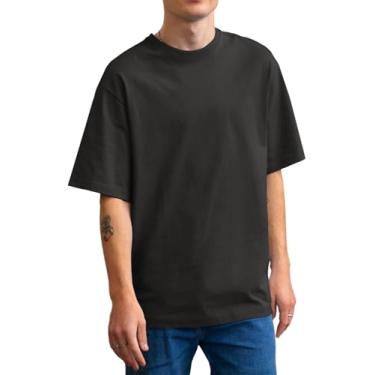 Imagem de Camiseta masculina ultra macia de viscose de bambu, gola redonda, leve, manga curta, elástica, refrescante, casual, básica, Cinza escuro, M