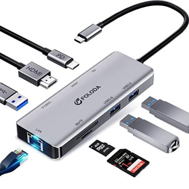 Imagem de USB C HUB HDMI 4K@60Hz, estação de ancoragem 8 em 1, adaptador USB C multiportas com Gigabit Ethernet, PD 100W, 3 x USBA 3.0, TF/SD, USB C Dock compatível com MacBook Pro/Air, iPad Pro, iPhone 15