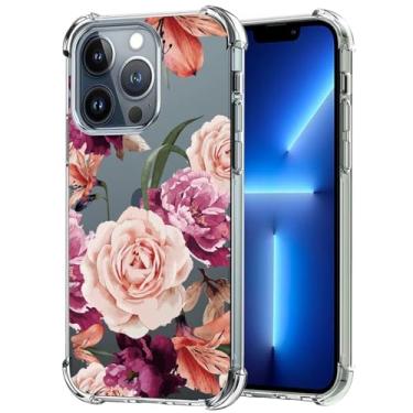 Imagem de Sidande Capinha de Celular, Capa para iPhone 13 Pro Max 6,7 polegadas Apple 13 Pro Max, Capa Protetora de Telefone TPU Flexível Transparente Floral Fina para iPhone 13 Pro Max Flor