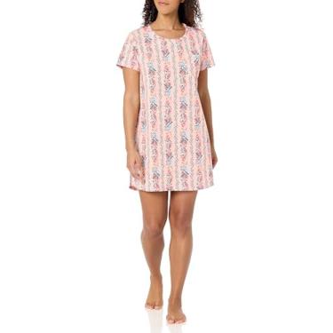 Imagem de Vera Bradley Camisola de algodão feminina pijama camisa de dormir, Listra coral paradise, 3G