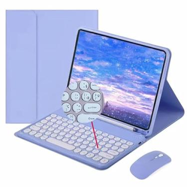 Imagem de HAOWSTRANG Capa de teclado para iPad Air 13 polegadas (M2) 2024, teclado magnético removível sem fio ABNT2 Bluetooth com suporte para caneta, função Sono/Despertar automático (Roxo)