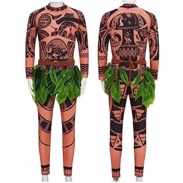 Imagem de Oispvpes Maui Tattoo Costume Halloween Cosplay Macacão adulto masculino roupa feminina vestido P-2GG, Maui, P