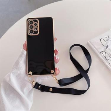 Imagem de Capa revestida de cordão crossbody para Samsung Galaxy A54 A34 A24 A14 4G 5G A04 M52 M54 M14 M23 M13 Capa de silicone com cabo, ZBBGS preto, para M13 (4G 5G)
