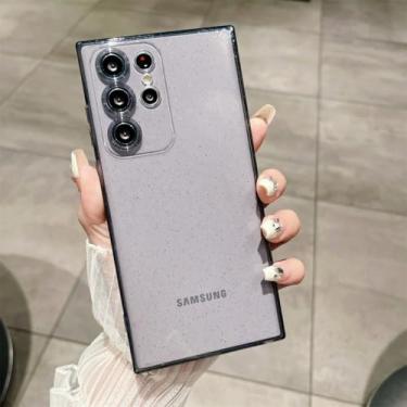 Imagem de Capa para celular s23 ultra translúcida e estética macia, preta, para s23 ultra