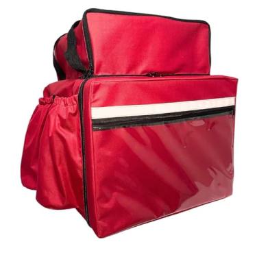 Imagem de Mochila Bag Completa Em Nylon para Motoboy Delivery com ISOPOR 45L - Vermelho
