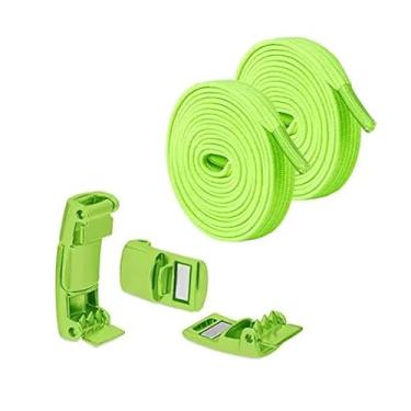 Imagem de Lock Shoe Laces Elastic No Tie Shoelaces Sneakers Shoelace Kids Adult Rubber Band Laces One Size Fits All Shoes(FLUORESCENT GREEN)