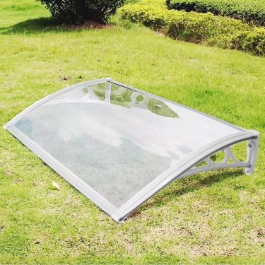 Imagem de Chuva de toldo curvo, suporte de liga de alumínio ao ar livre à prova de vento à prova de chuva dossel de porta de policarbonato adequado para fachada de casa, (transparente, 60x60-60x300cm)