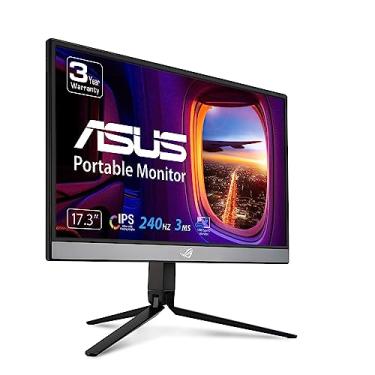 Imagem de ASUS ROG Strix 17,3" 1080P monitor portátil para jogos (XG17AHP) - Full HD, IPS, 240Hz, 3ms, sincronização adaptável, capa inteligente, bolsa ROG e tripé, entrega de energia USB-C, Micro HDMI, para laptop, PC, telefone, preto