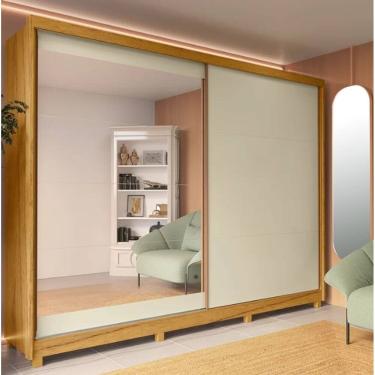 Imagem de Guarda Roupa Casal 2,77m 100% MDF Espelho 2 Portas 7 Gavetas Apolo Nature / OffWhite Gelius 