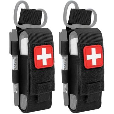 Imagem de ZZY Bolsa de torniquete tático (2 peças), bolsa para tesouras médicas Molle, bolsa EMT, adequada para torniquete, tesouras EMT, faca dobrável, bolsa organizadora pequena para uso ao ar livre