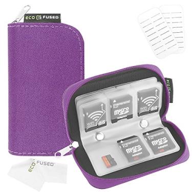 Imagem de Caixa para Cartões de Memória Eco-Fused - Cabe até 22 cartões SD, SDHC, Micro SD, Mini SD e 4 cartões CF - Porta-cartões com 22 compartimentos (Roxo)