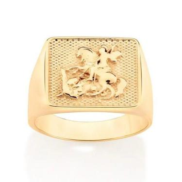 Imagem de Anel banhado ouro 3x 24k 18k e 22k masculino são jorge rommanel 18k re