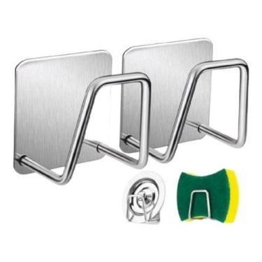 Imagem de Kit 2 Suporte Porta Esponja Bucha Inox Para Pia Cozinha - ImportZ