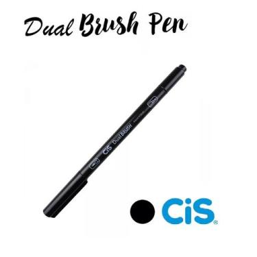 Imagem de Caneta Pincel Cis Dual Brush Pen Aquarelável Preta - Oferta