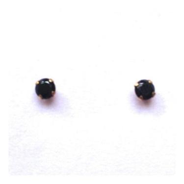 Imagem de Brincos Ponto De Luz Pedra Preta 3 Mm Joia Delicada Ouro 18k - Rd Maga