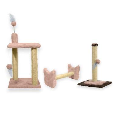Imagem de Arranhador Para Gatos 2 Plataformas Rede E Brinquedos Poste P Torre Si
